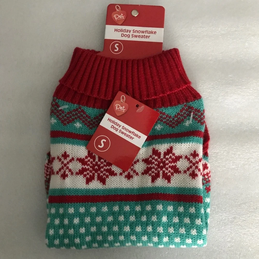 Pet Central Holiday Snowflake Dog Sweater NEW Size S